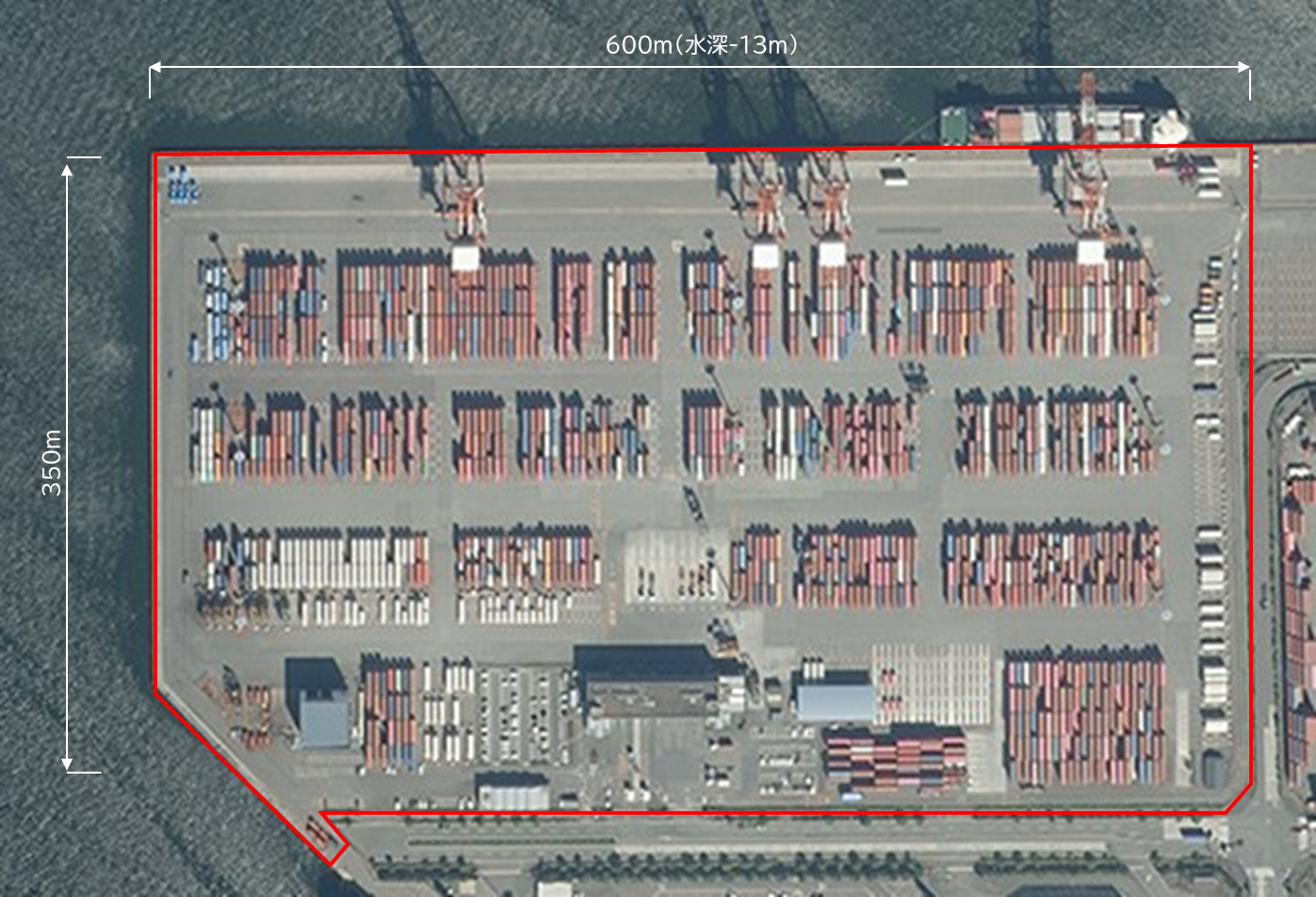 画像：香椎パークポートコンテナターミナルの航空写真