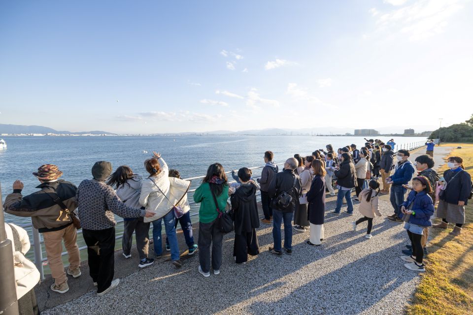 アマモの種子団子を海に投げ入れる参加者