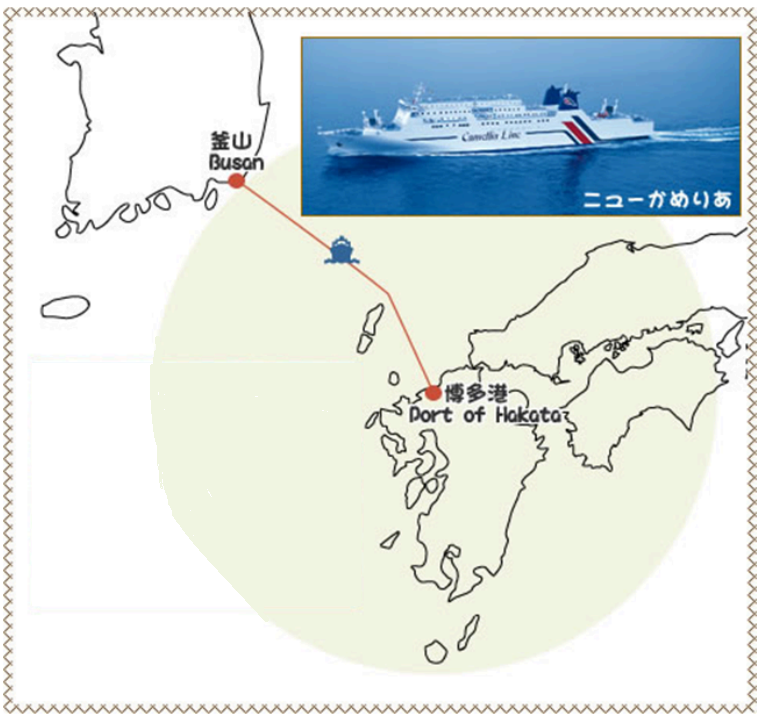 博多から釜山の航路地図