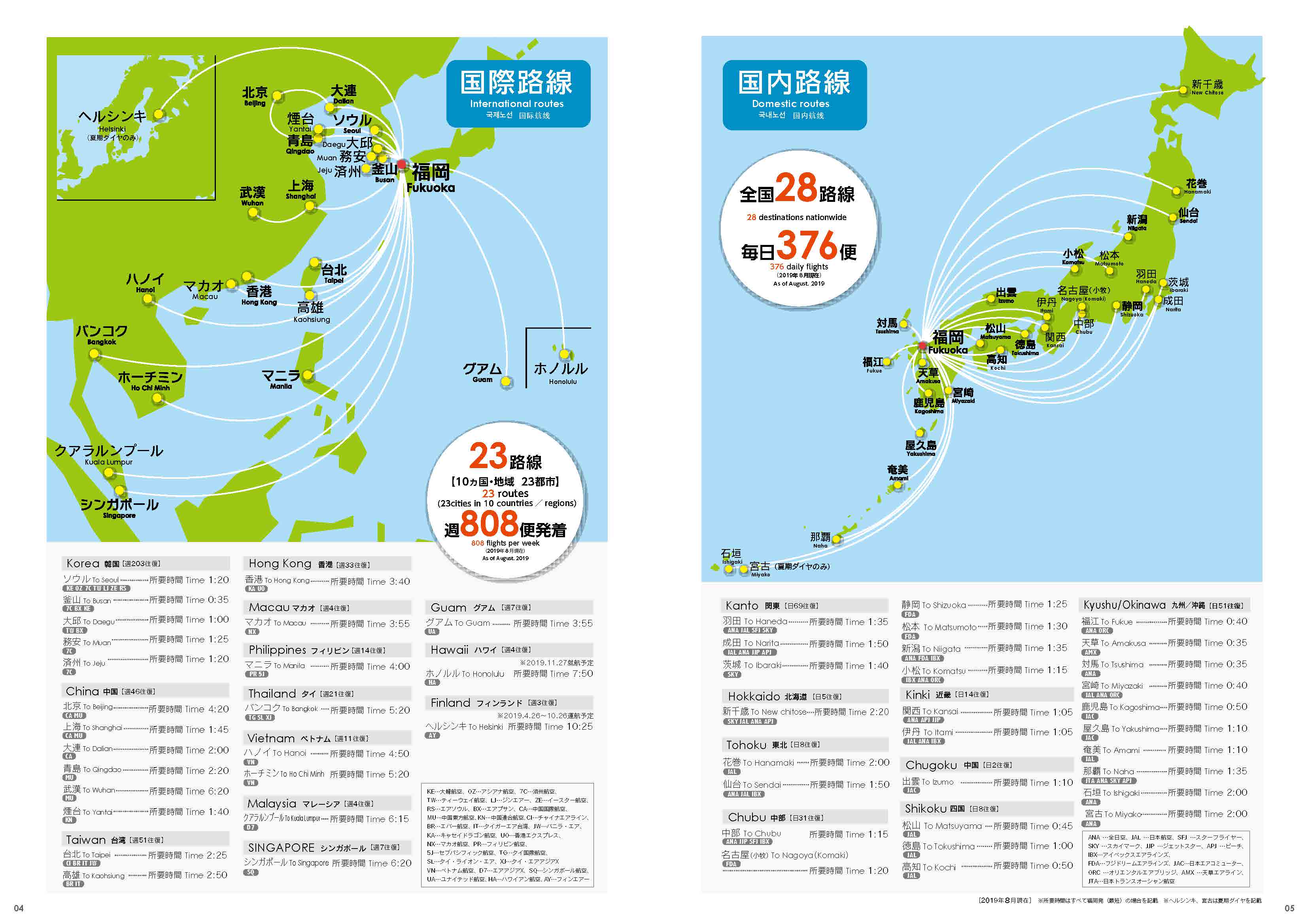 福岡空港パンフレット4ページと5ページ