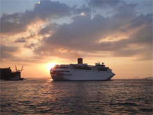 博多港国際ターミナルの夕日の写真