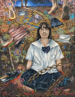 猪股観月さんの絵画の作品、タイトル「私選問題」