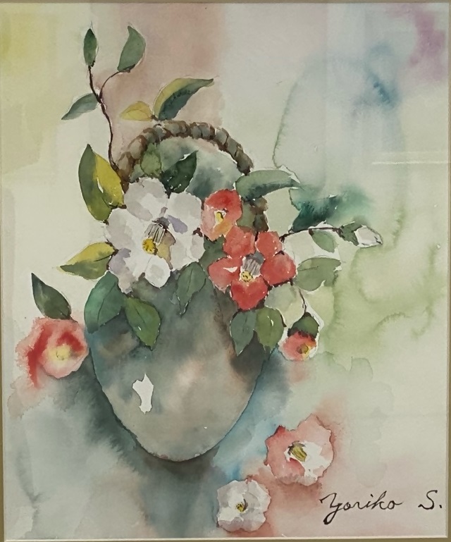 末田順子さんの絵画の作品、タイトル「椿」