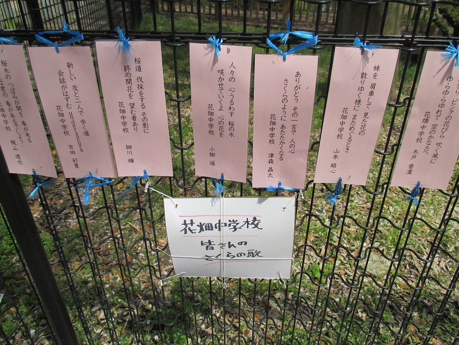 花畑中学校生徒さんの短歌の写真
