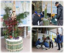 東花畑校区公園愛護会の皆さん手作りの門松2014年12月撮影