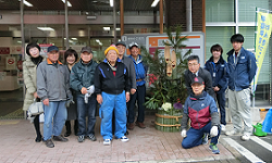 東花畑校区公園愛護会の皆さんが作った門松（区役所正面玄関）2018年12月撮影