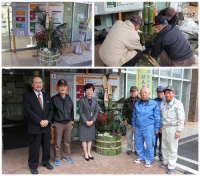東花畑校区公園愛護会の皆さんが作った門松（区役所正面玄関）2019年12月撮影
