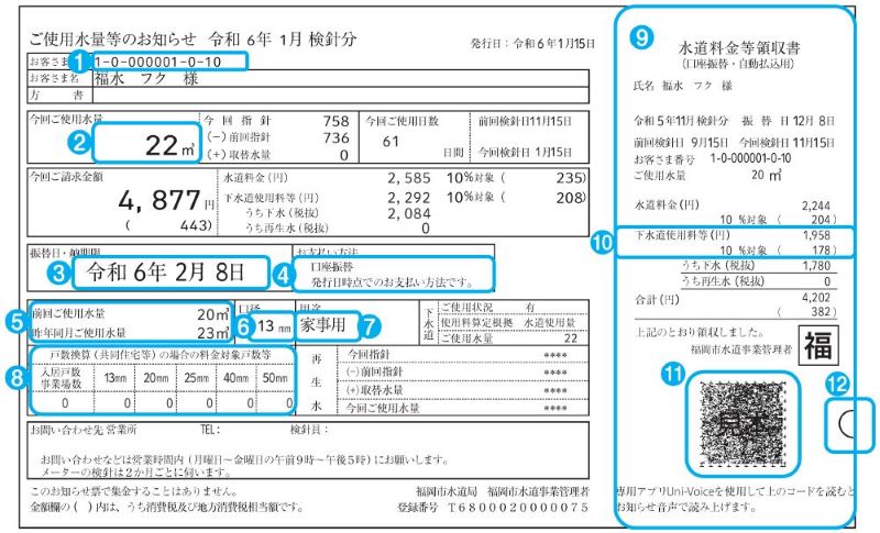 ご使用水量等のお知らせ画像