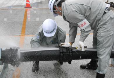 応急復旧の訓練の写真