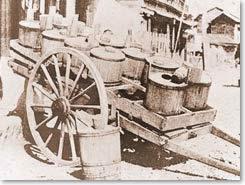 荷車で売り歩かれた「松原水」の画像