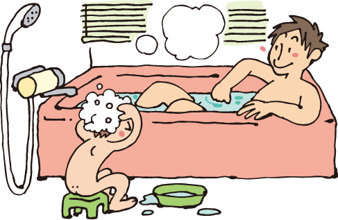 入浴中のイラスト