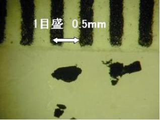 じゃ口から出たゴムパッキンの破片（拡大画像）