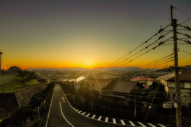 生松台中央公園から見た朝日の写真
