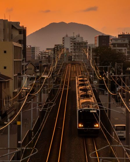 JR今宿駅付近の高架道路から見た風景