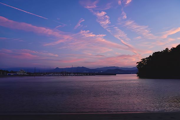 小戸公園の陽が落ちた後のブルーアワー