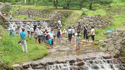 今宿野外活動センターでの川遊びの写真