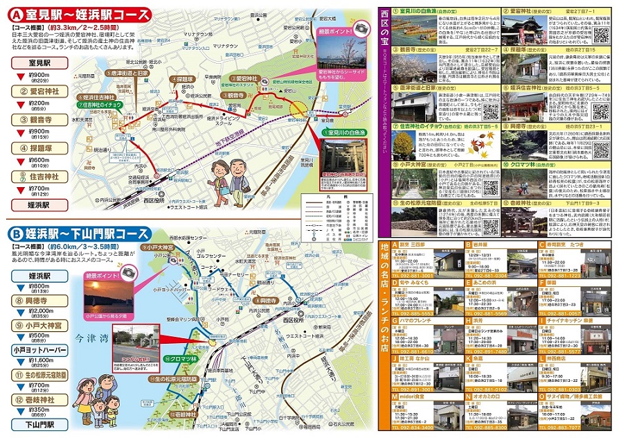 西区の宝散策マップ（姪浜・愛宕・下山門エリア）内面