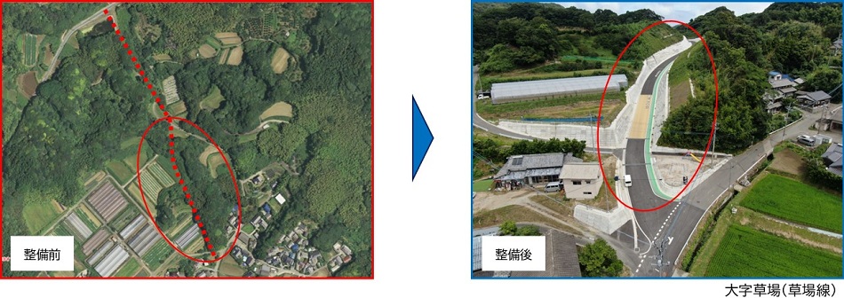 道路の新設の整備前後の比較写真