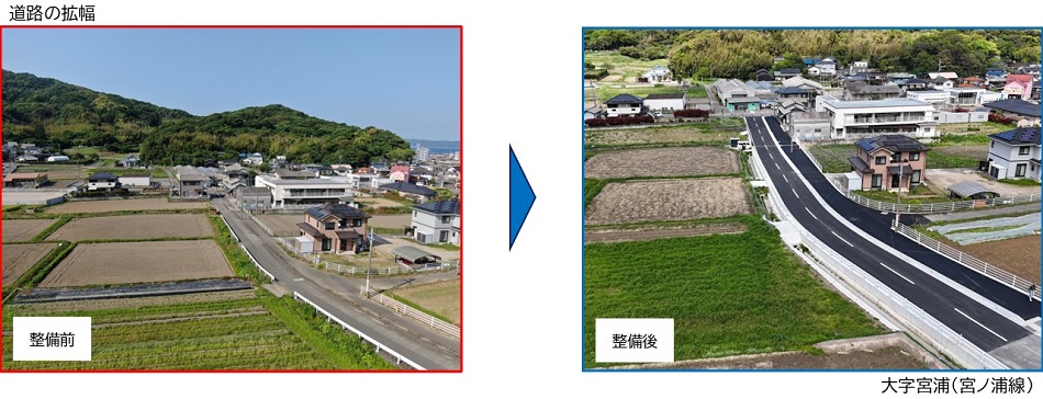道路の拡幅の整備前後の比較写真