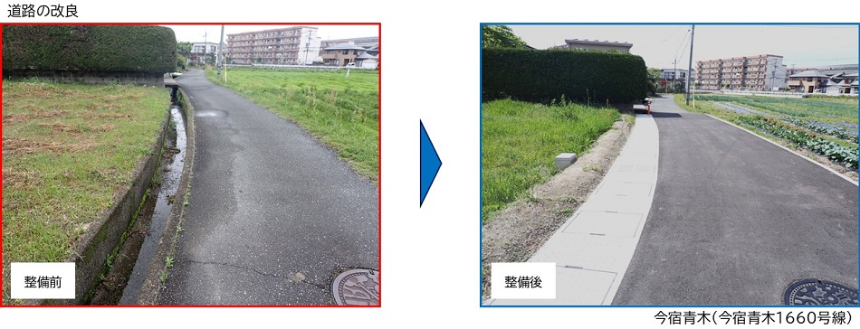 道路の改良の整備前後の比較写真