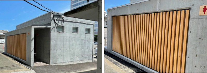 鮮魚市場　立体駐車場棟トイレ外観の写真