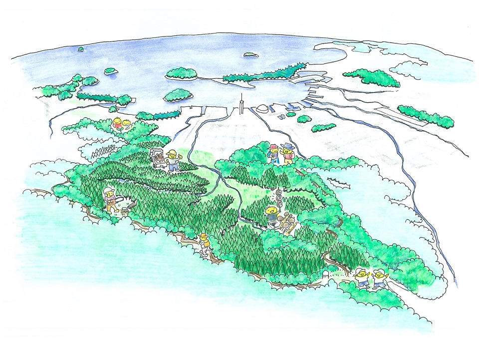 福岡市森づくりの将来像のイメージイラスト