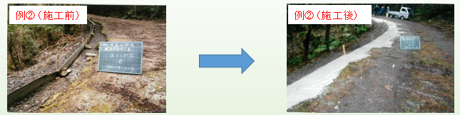 路肩の補修工事の施工前と施行後の写真