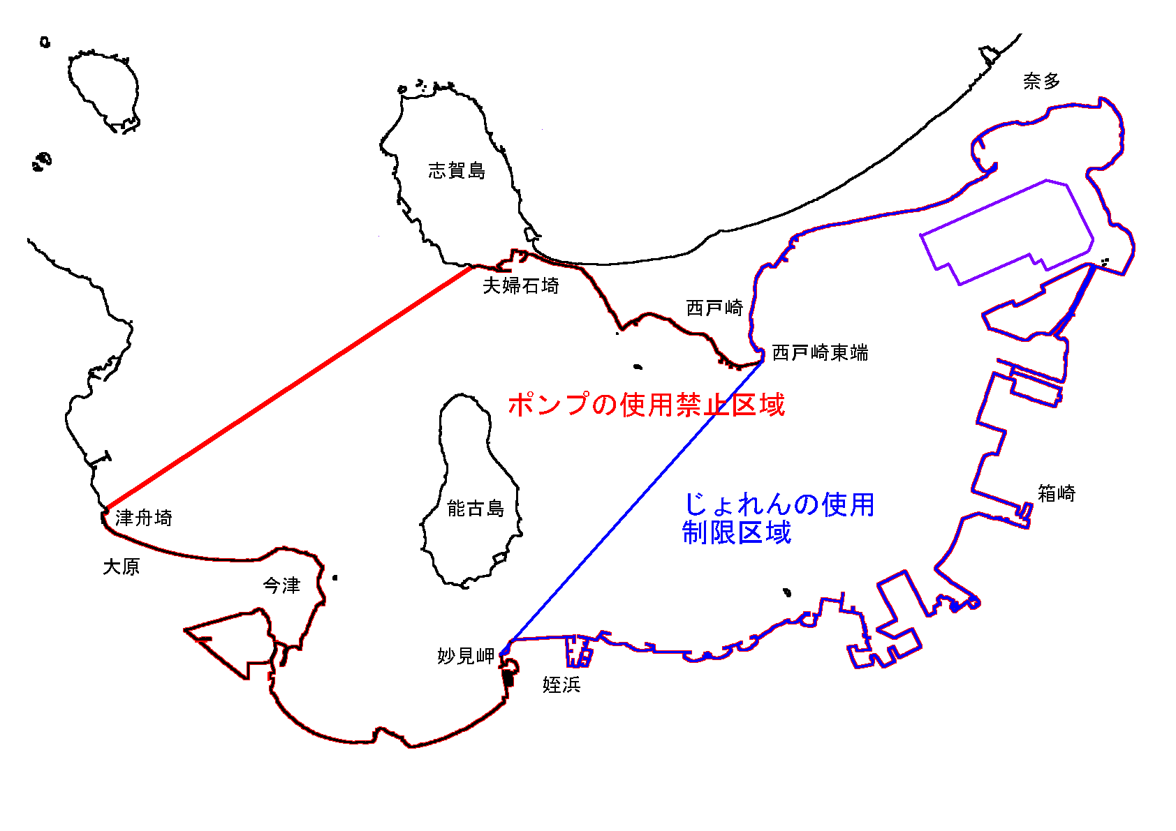 じょれん制限、ポンプ禁止海域