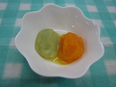 料理の出来上がり画像（とりわけ離乳食ペースト）