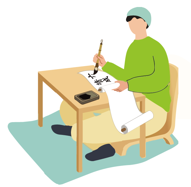 写経をする人のイラスト