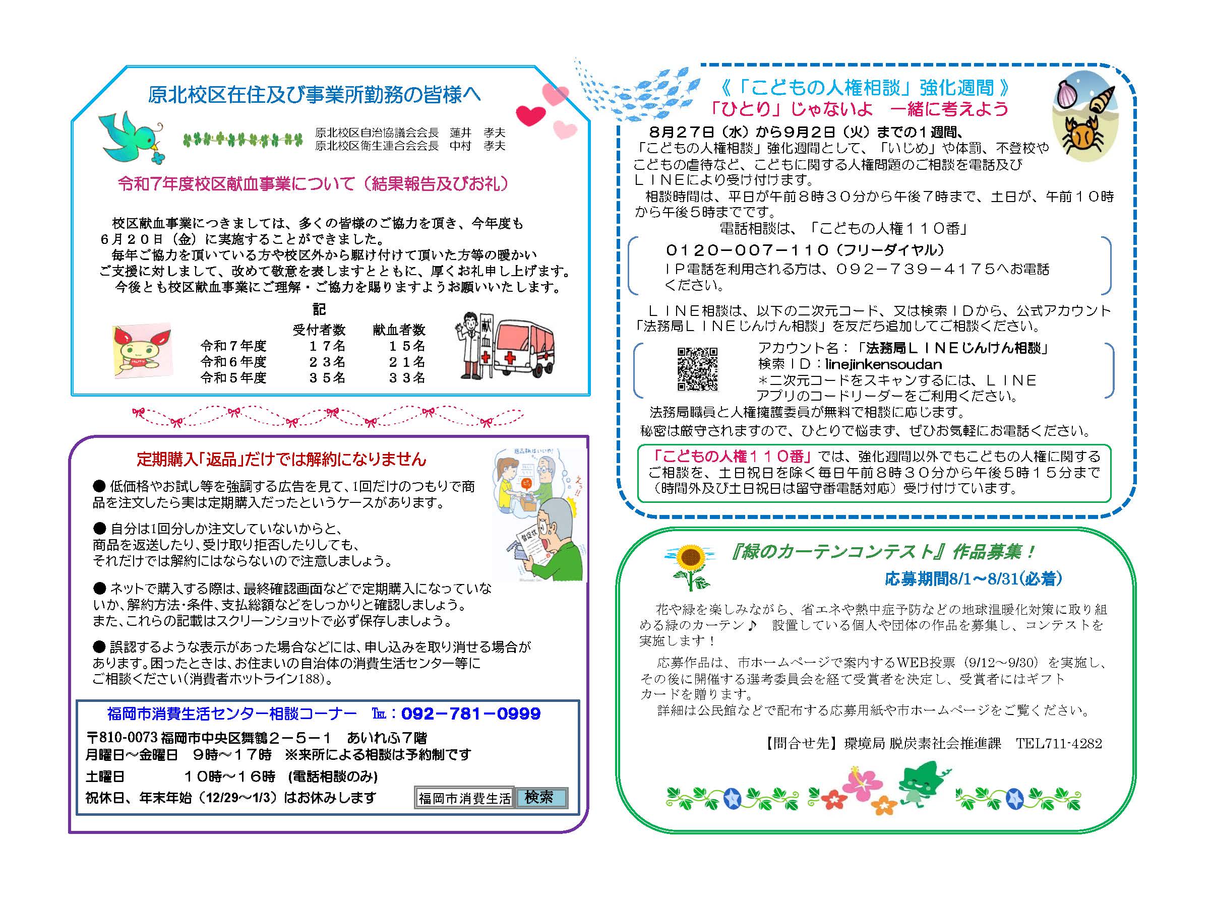 原北公民館8月号裏面