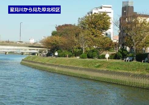 室見川から見た原北校区の写真