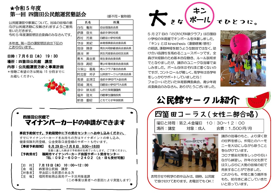 四箇田公民館だより２ページ