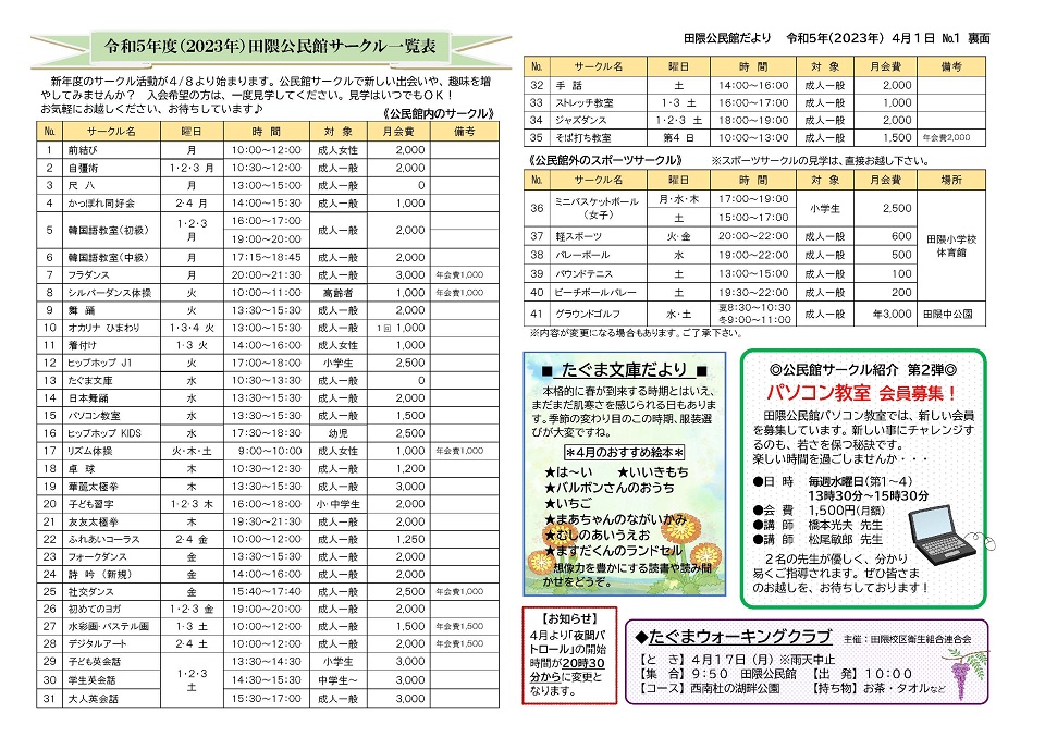 田隈公民館だより2ページ
