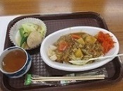 心尽くしの煮卵とサラダが添えられたカレーのお膳