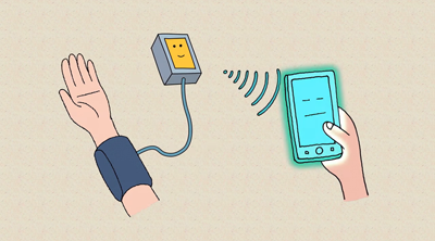 動画「福岡100　ICT・IoTで健康づくり」の一場面（画像）