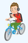 自転車の交通違反(イヤホン着用、携帯電話使用)のイラスト