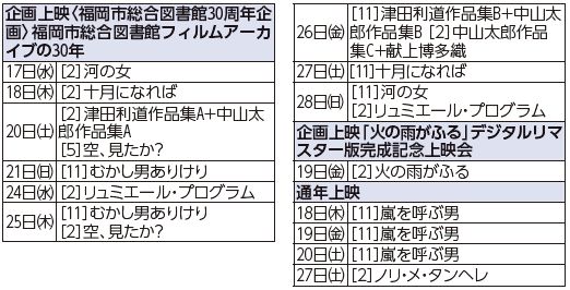 映像ホール・シネラ 6月上映スケジュール