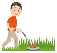 草刈り機にによる草苅りのイラスト