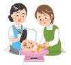 赤ちゃんの体重測定のイラスト