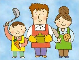 家庭での男女共同参画のイラスト