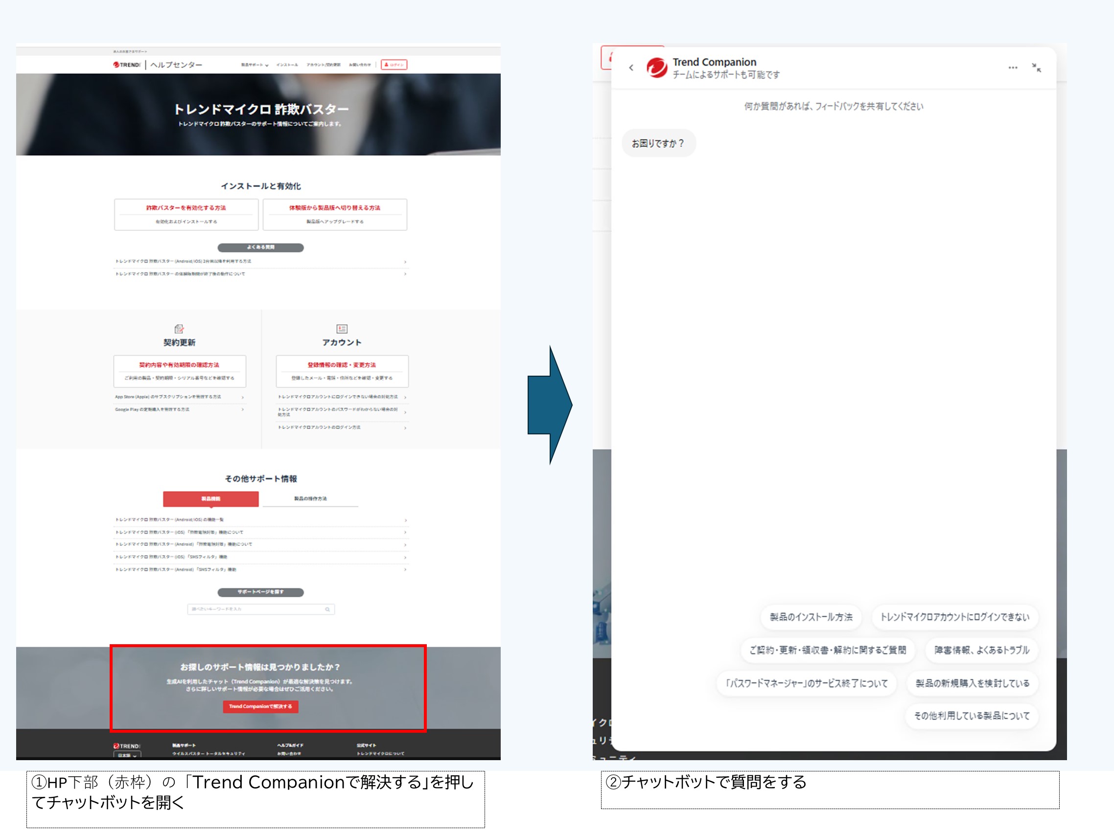 チャットボットへの案内