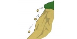 崖崩れの様子の画像