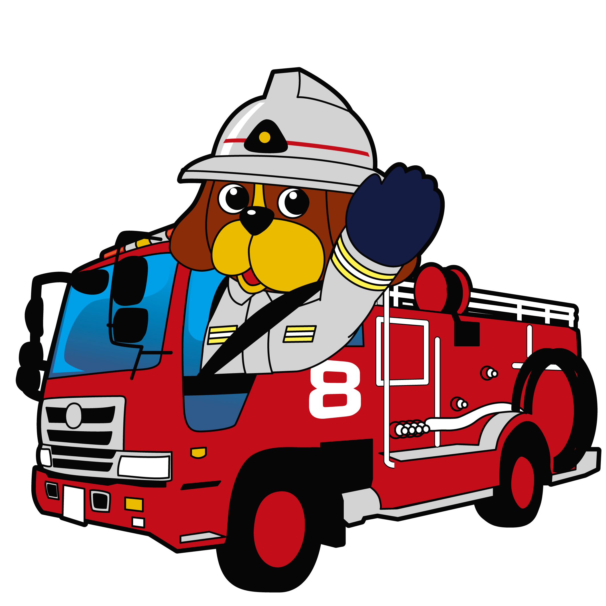 消防車とファイ太くん