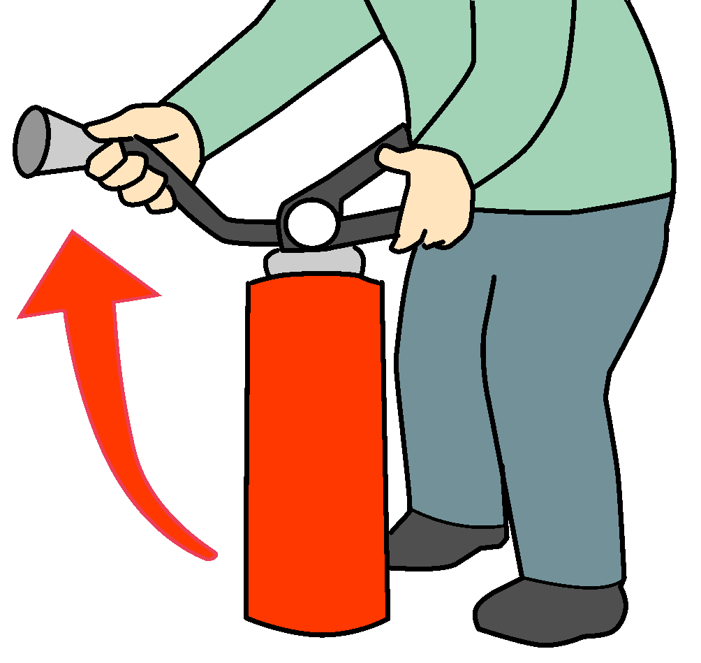 消火器のノズルを持っているイラスト画像