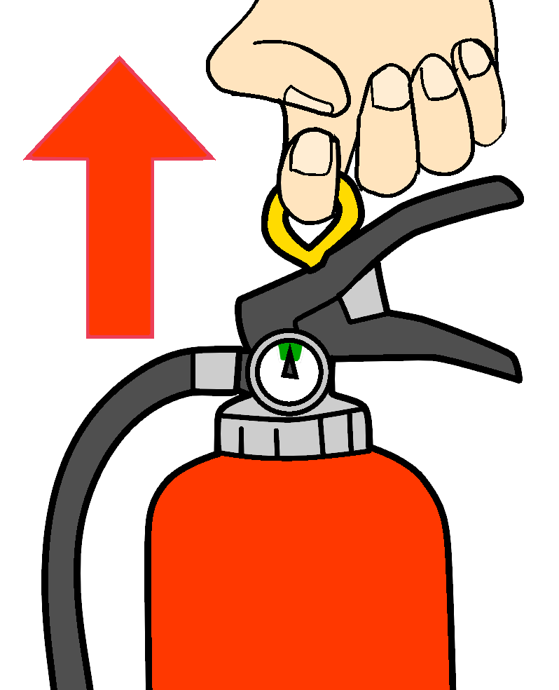 消火器のピンを抜くイラスト画像