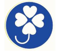 聴覚障がい者標識です。四つ葉のクローバーを図案化したものです。