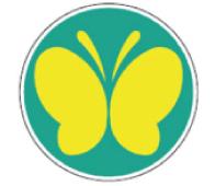 聴覚障がい者標識です。蝶をモチーフにした図案です。