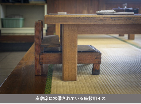 座敷席に常備されている座敷用イスの写真