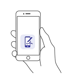 スマートフォンアプリ(Graffer Identity)を使っているイメージ画像